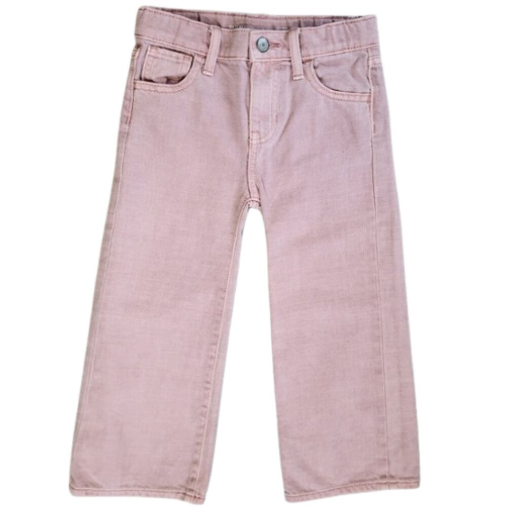 OLD NAVY Pink Adjustable Waist High-Rise Baggy Wide Leg Jeans - Girl's 5